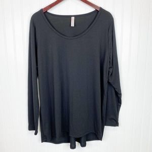 LuLaRoe Lynnae Top 3XL Long Sleeve Shirt Solid Black